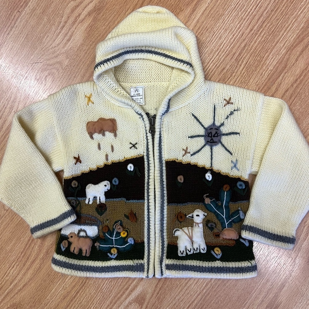 Tejidos Quichua E.S. Cream Knit Cardigan Zip up Sweater